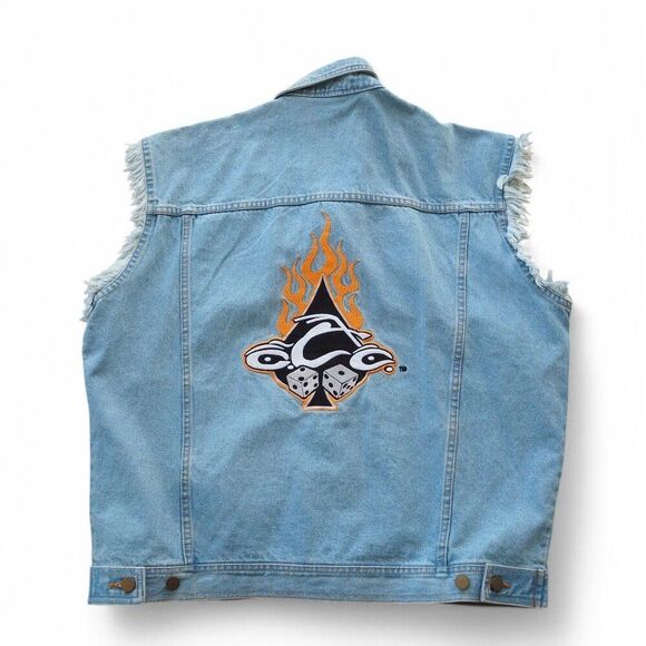 OCC Orange County Choppers Y2K Sleeveless Distressed Bikers Denim Vest Men's XL - Picture 2 of 8